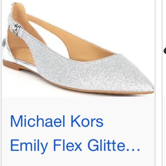 Michael Kors Silver Glitter Pointed Flats - Picture 1 of 5